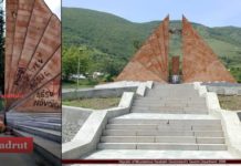 Vandalism performed by Azeri soldiers in Hadrut memorial complex dedicated to World War II and First Artsakh War
